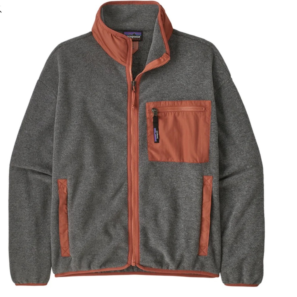 PATAGONIA XS WOMEN'S SYNCHILLA® FLEECE JACKET NWT NICKEL W/ BURL RED